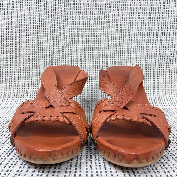Costume National Heels Size 38.5 Wooden Platform Clogs Y2K Boho Western Artisan - Picture 3 of 10